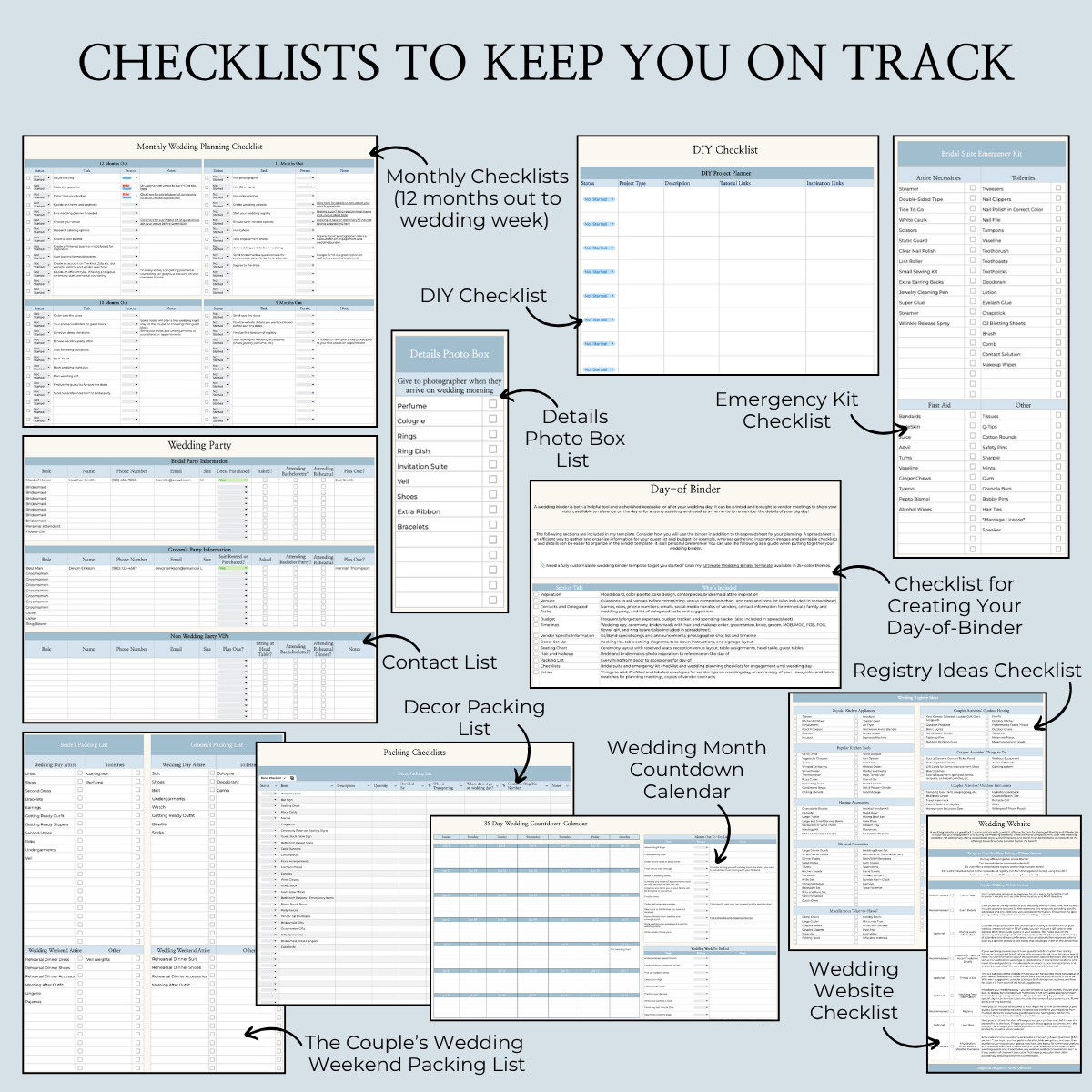 Ultimate Wedding Planning Spreadsheet-Blue