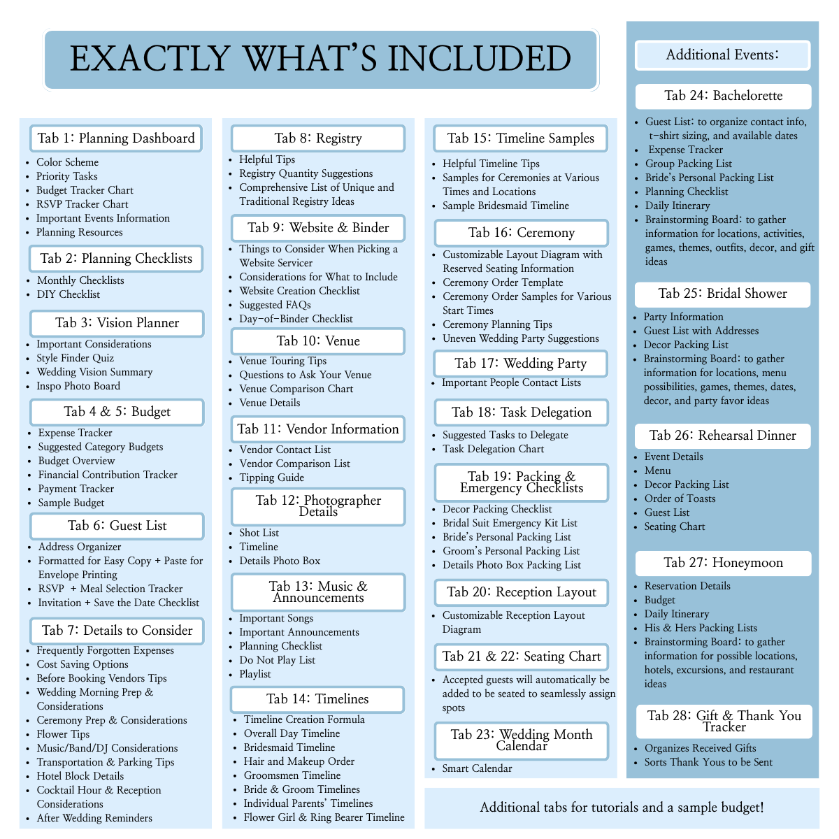 Ultimate Wedding Planning Spreadsheet-Blue