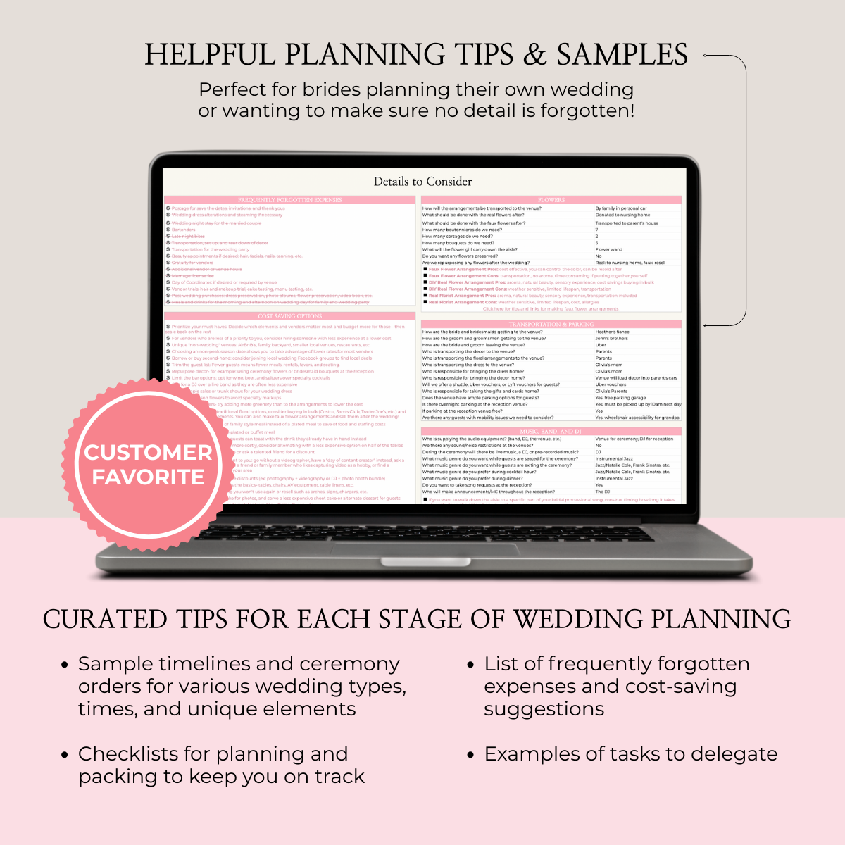 Ultimate Wedding Planning Spreadsheet-Pink