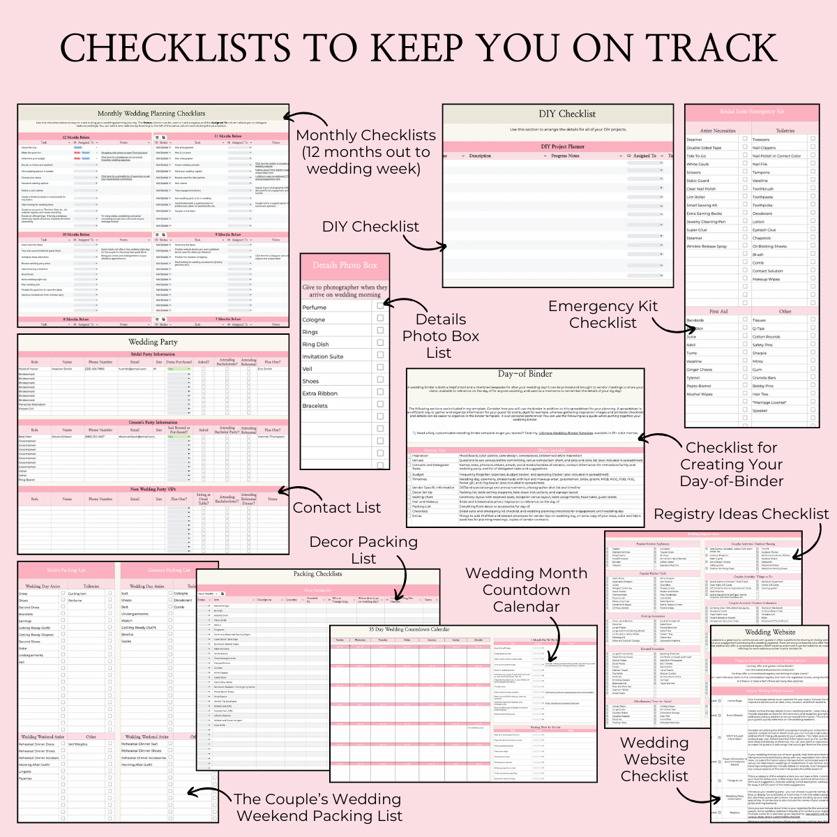 Ultimate Wedding Planning Spreadsheet-Pink
