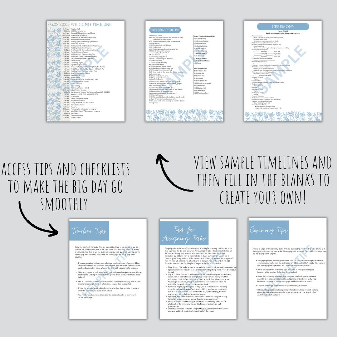 Wedding Day Of Binder Template | Blue Floral