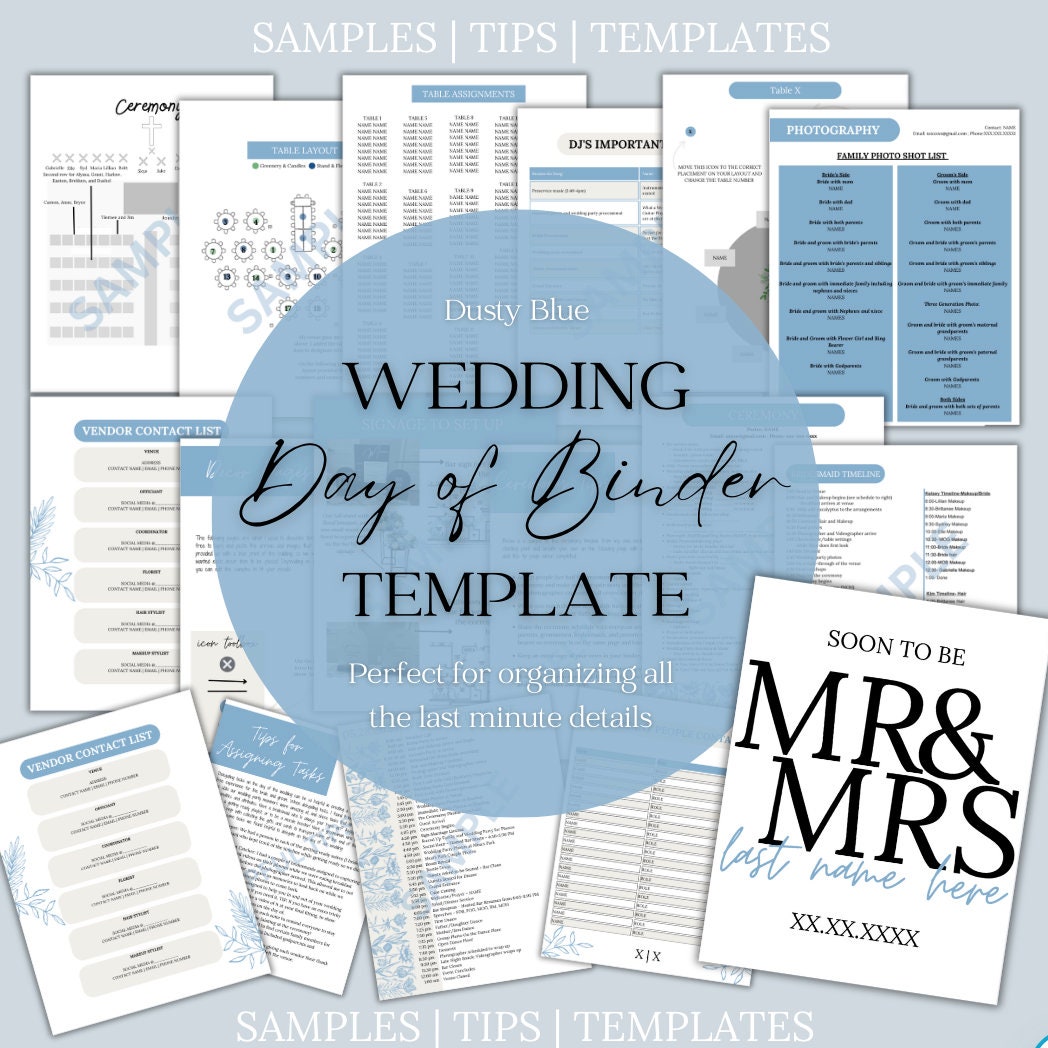 Wedding Day Of Binder Template | Blue Floral
