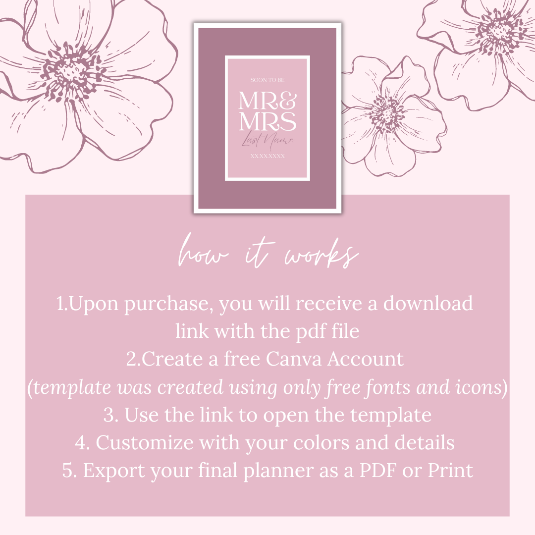 Ultimate Wedding Planning Binder Template- Mauve & Dusty Rose