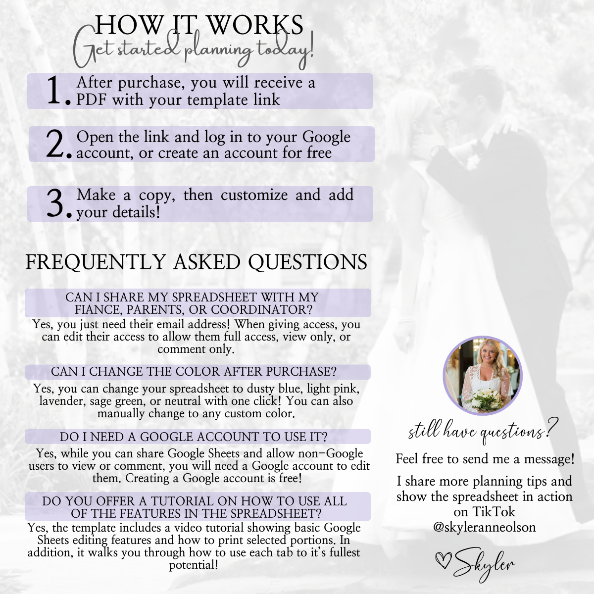 Ultimate Wedding Planning Spreadsheet-Purple