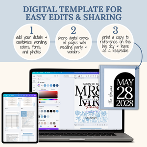 Ultimate Wedding Planning Binder Template- Modern Black and White