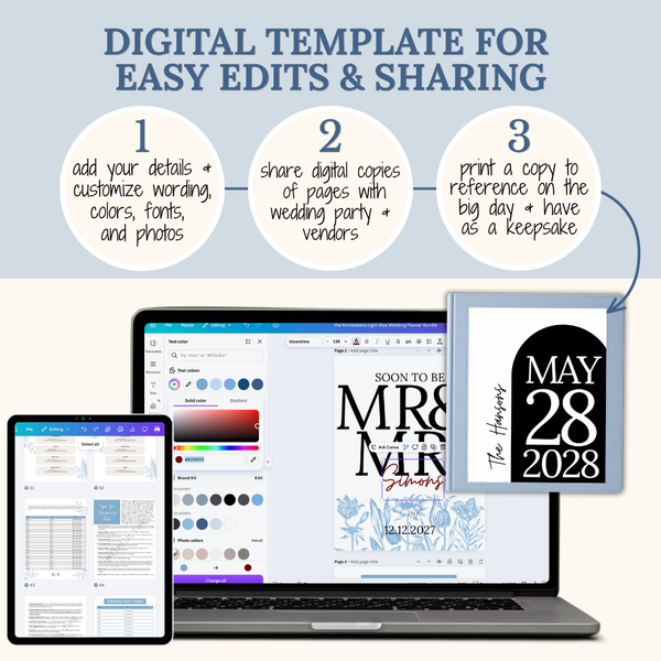 Ultimate Wedding Planning Binder Template- Modern Black and White