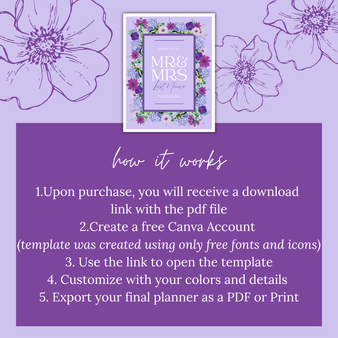 Ultimate Wedding Planning Binder Template- Lavender and Amethyst