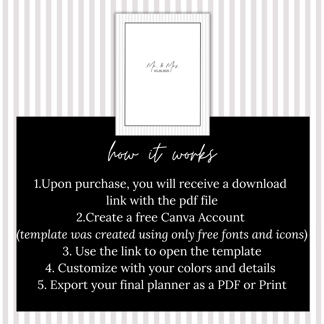 Ultimate Wedding Planning Binder Template- Classic Black and White