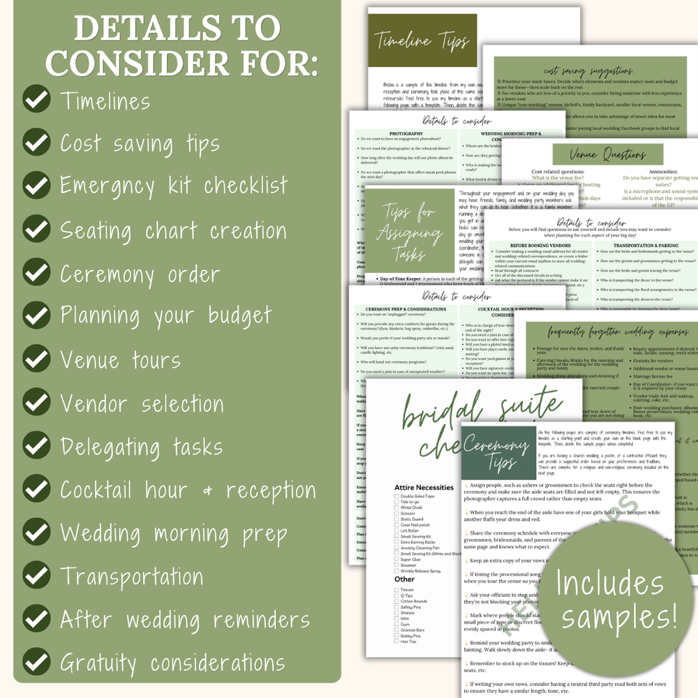 The Ultimate Wedding Planning Binder Template- Green Mountain and Woods Theme