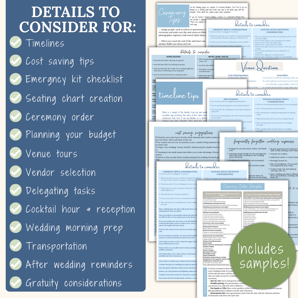 Ultimate Wedding Planning Binder Template- Hydrangeas & Stripes (Coastal Blue)
