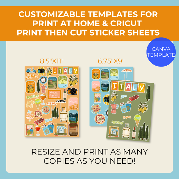 Italy Sticker & Scrapbooking Pack | Digital Download