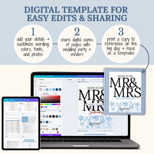 Ultimate Wedding Planning Binder Template- Light Blue Floral