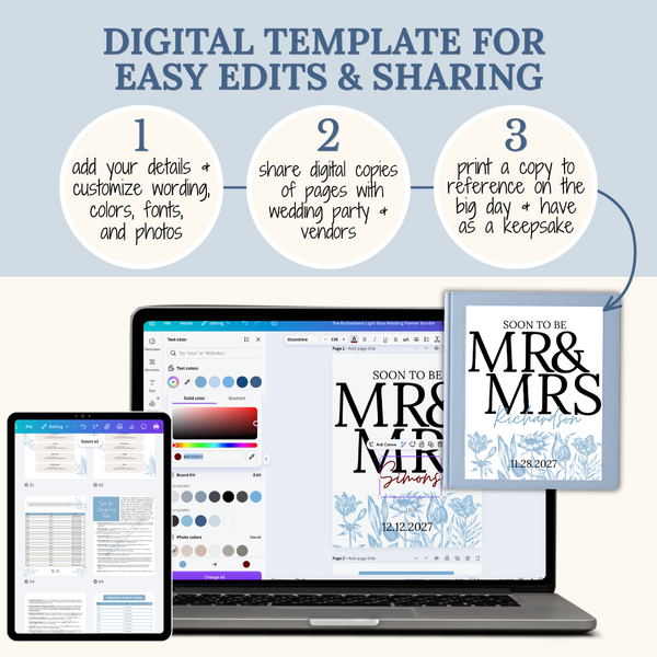 Ultimate Wedding Planning Binder Template- Light Blue Floral