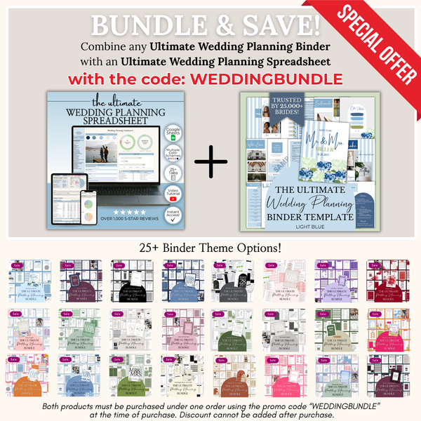 Ultimate Wedding Planning Binder Template- Hydrangeas & Stripes (Coastal Blue)