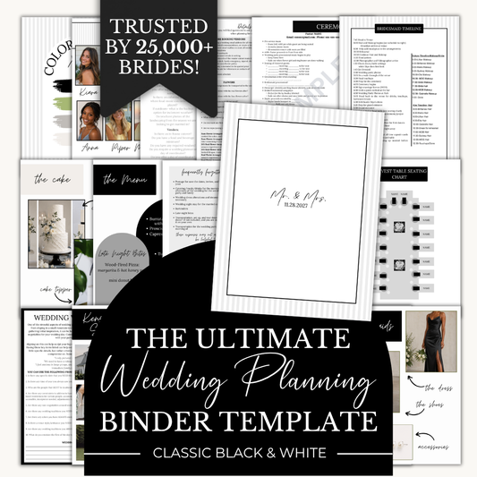 Ultimate Wedding Planning Binder Template- Classic Black and White