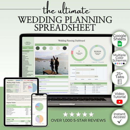 Ultimate Wedding Planning Spreadsheet-Green