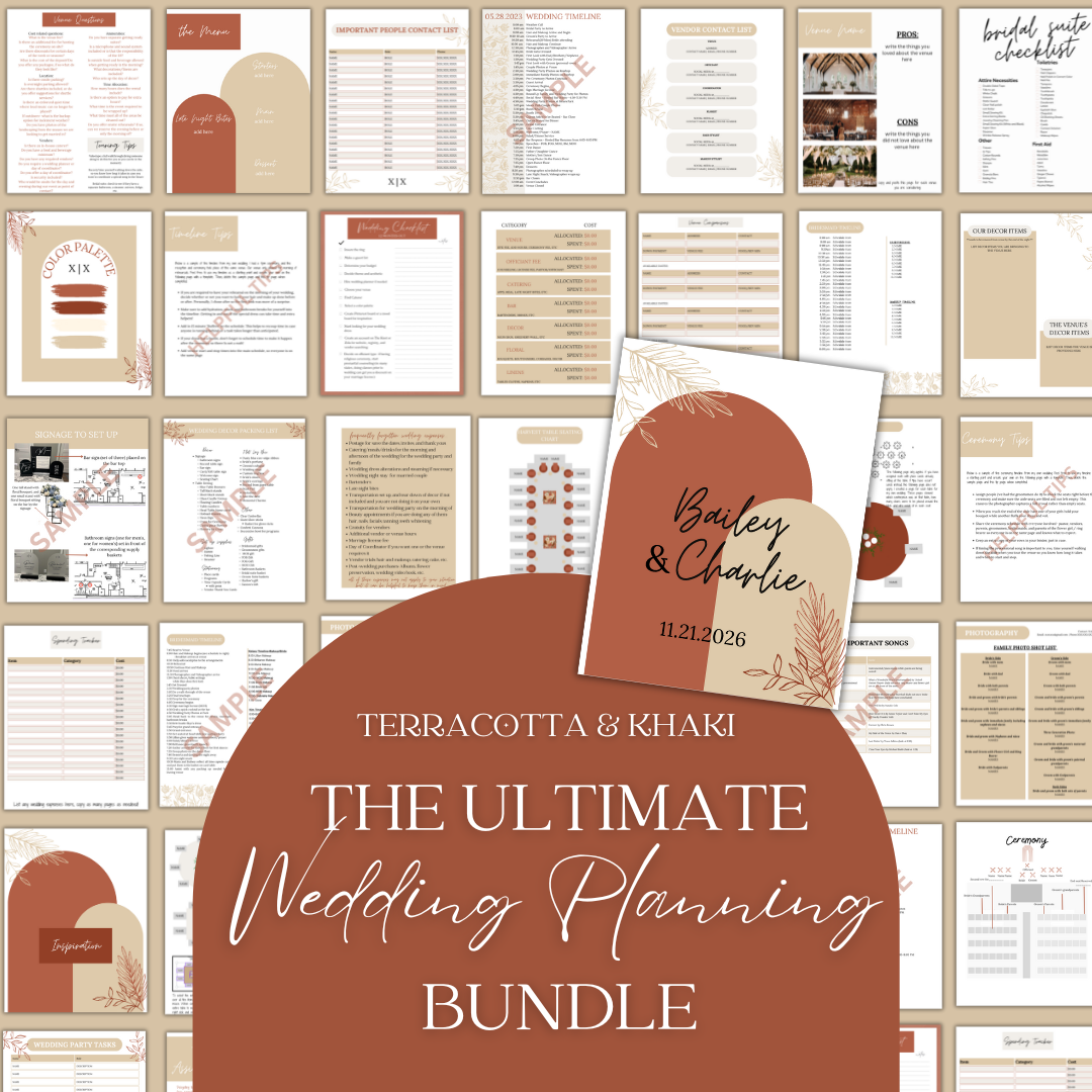 Ultimate Wedding Planning Binder Template- Terracotta and Khaki