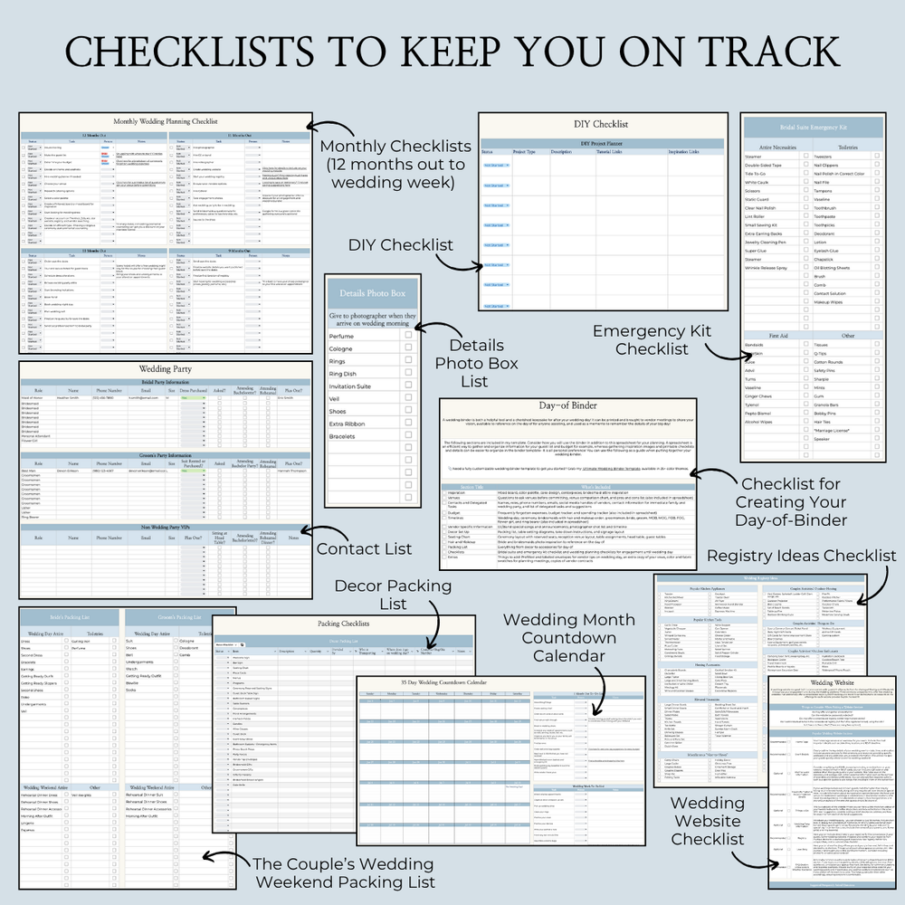 Ultimate Wedding Planning Spreadsheet-Blue