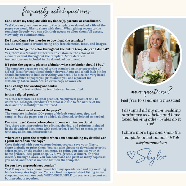 Ultimate Wedding Planning Binder Template- Light Blue Floral