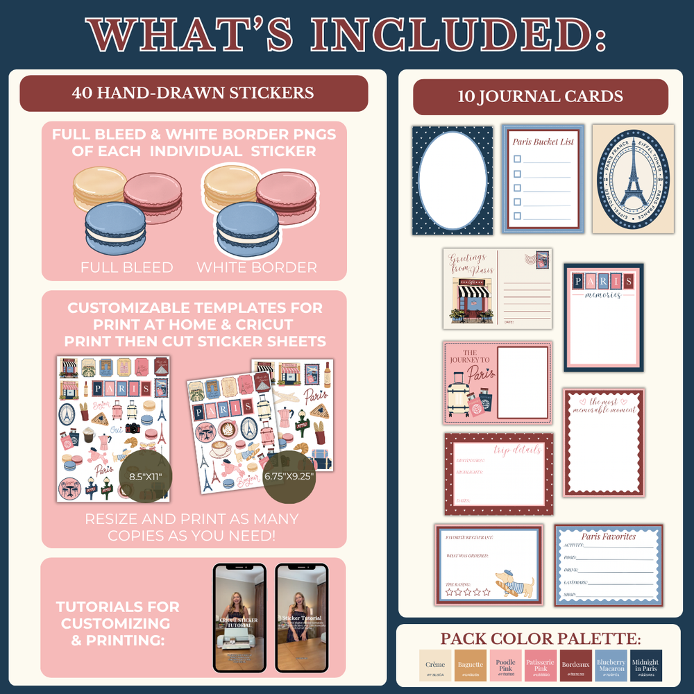Paris Sticker & Scrapbooking Pack | Digital Download