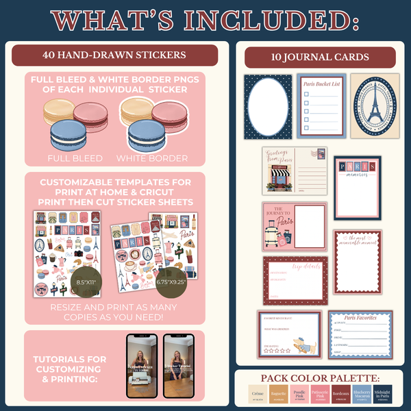 Paris Sticker & Scrapbooking Pack | Digital Download
