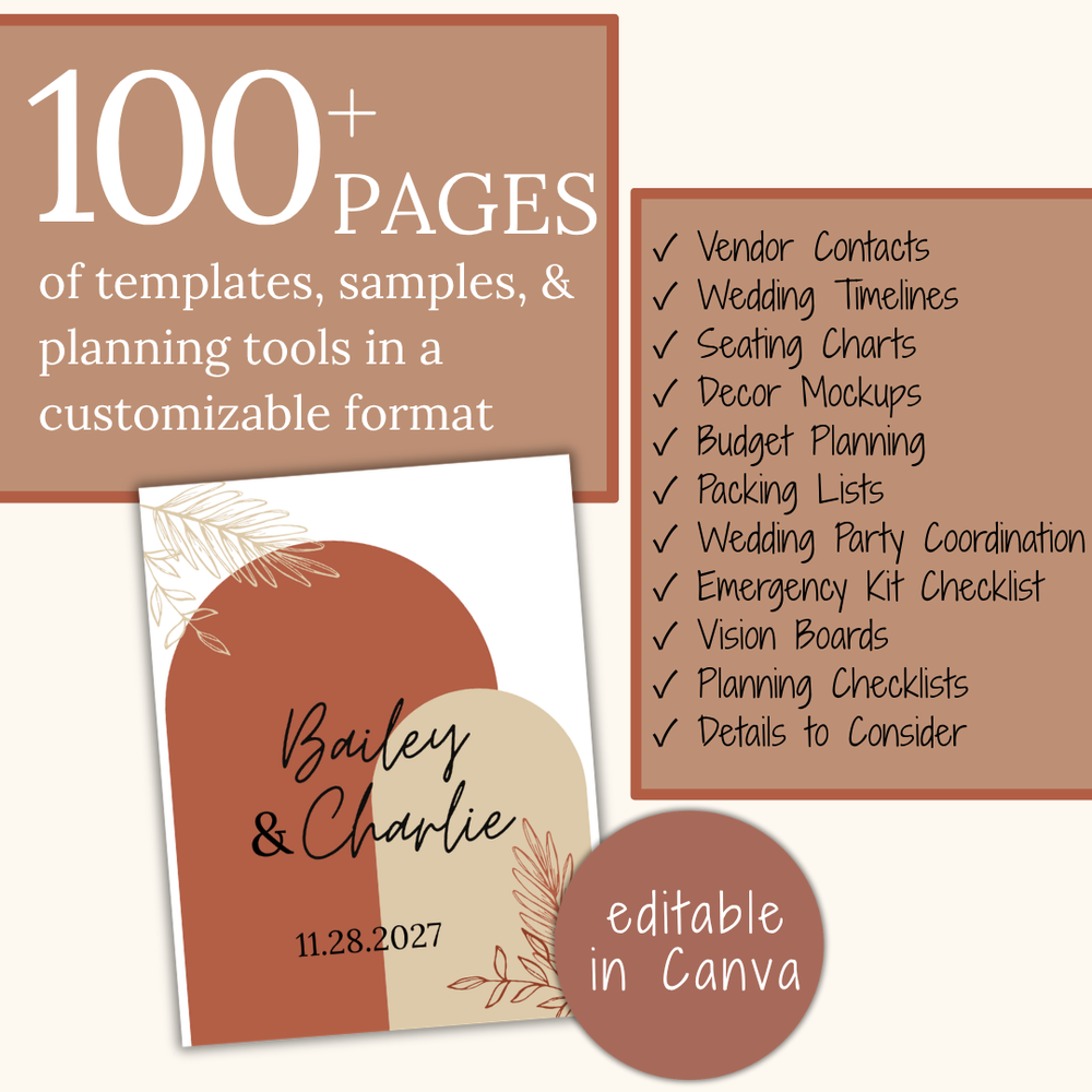 Ultimate Wedding Planning Binder Template- Terracotta and Khaki