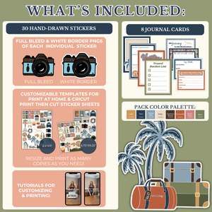 General Travel Sticker & Scrapbooking Pack | Digital Download