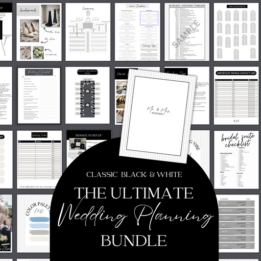 Ultimate Wedding Planning Binder Template- Classic Black and White