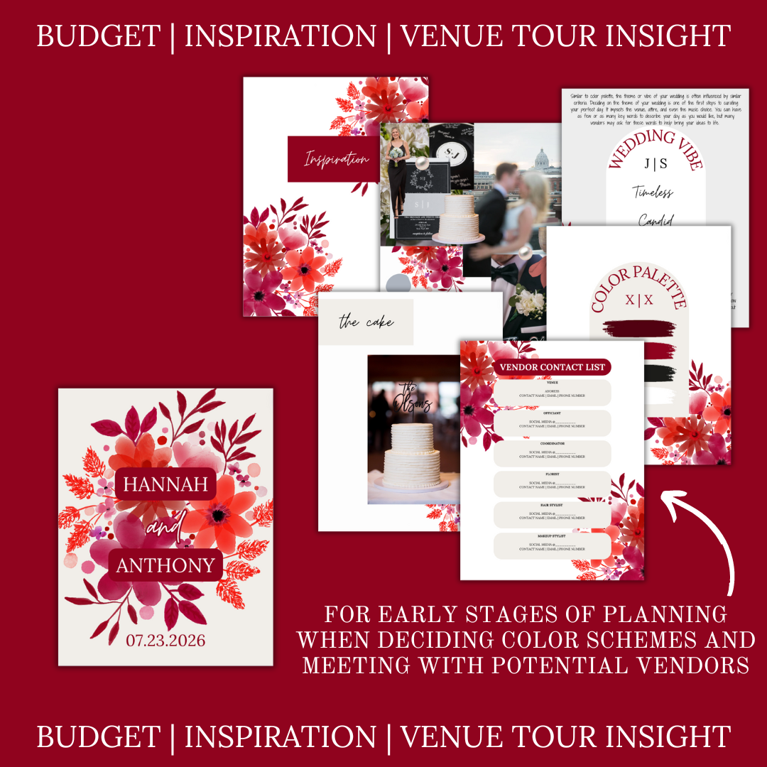 The Ultimate Wedding Planning Binder Template- Cherry Red Theme