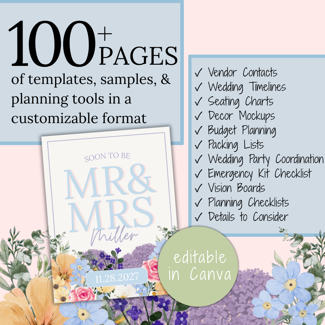 Ultimate Wedding Planning Binder Template- Pretty Pastels | Garden Party