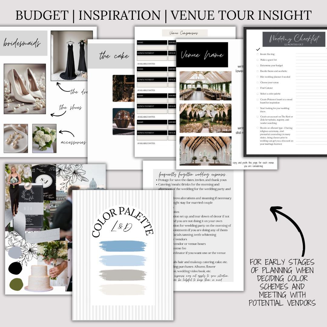 Ultimate Wedding Planning Binder Template- Classic Black and White