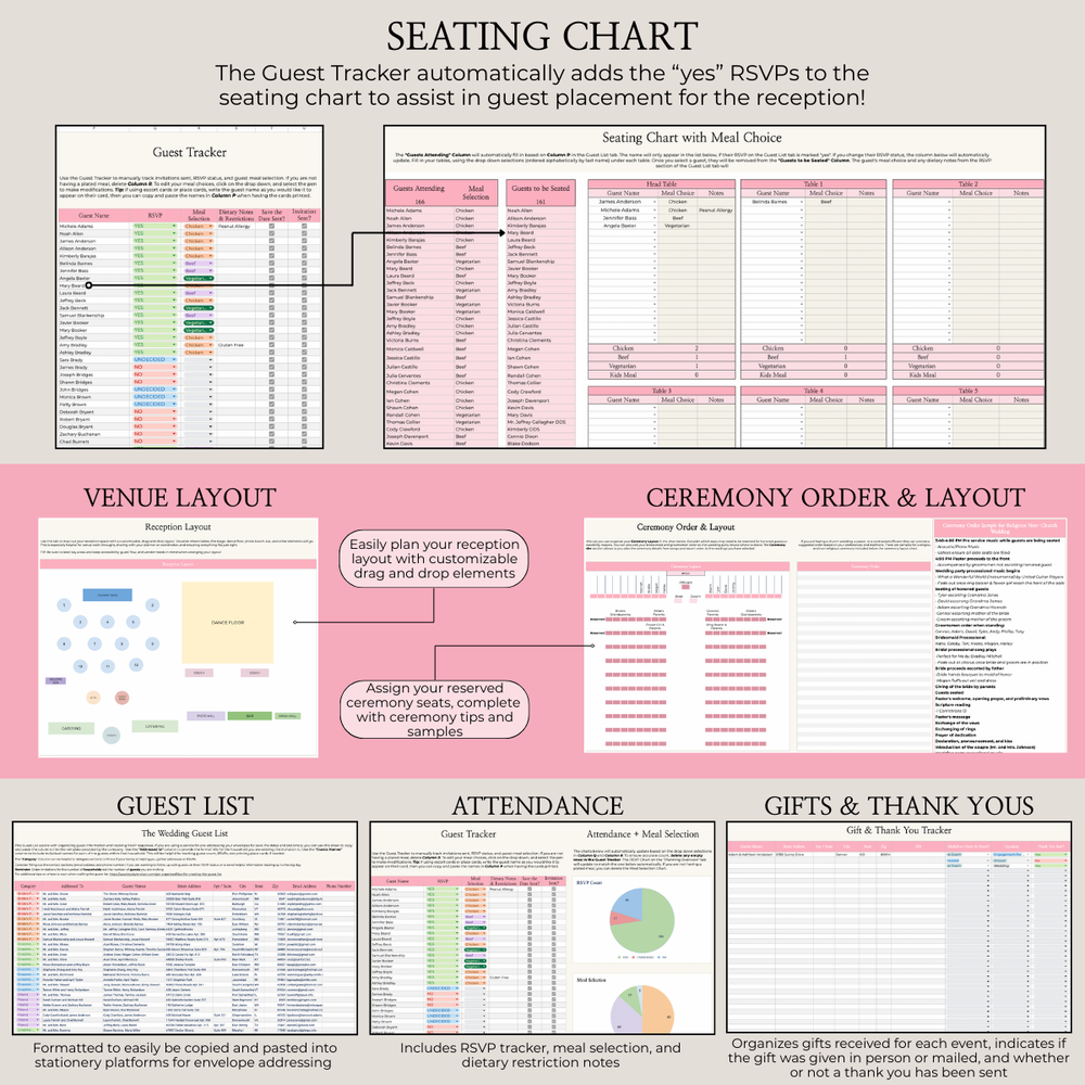 Ultimate Wedding Planning Spreadsheet-Pink