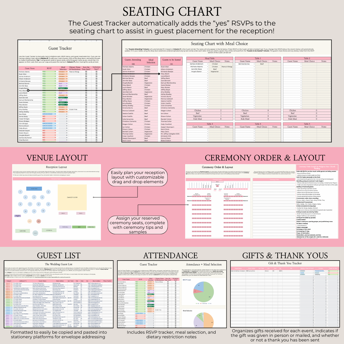 Ultimate Wedding Planning Spreadsheet-Pink