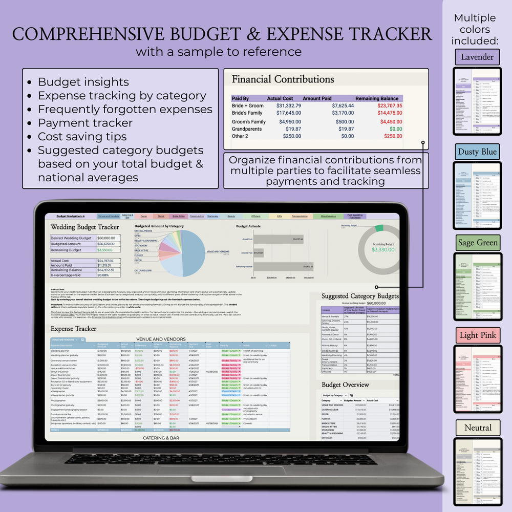 Ultimate Wedding Planning Spreadsheet-Purple