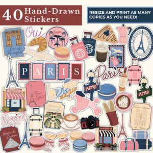 Paris Sticker & Scrapbooking Pack | Digital Download