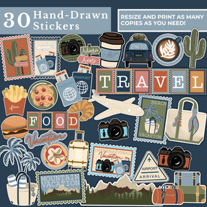 General Travel Sticker & Scrapbooking Pack | Digital Download