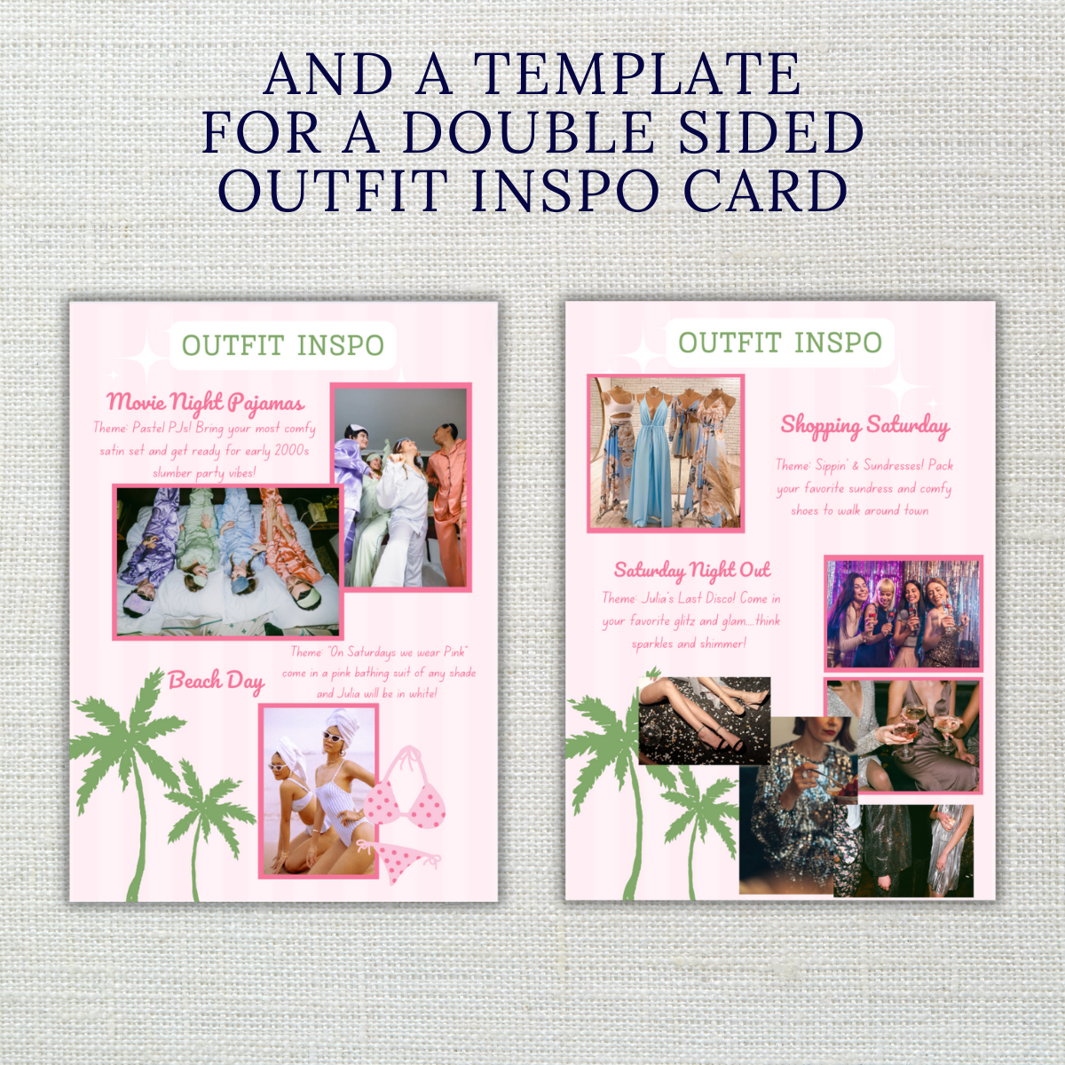 Palm Springs | Bachelorette Invitation with Itinerary and Outfit Inspiration Templates