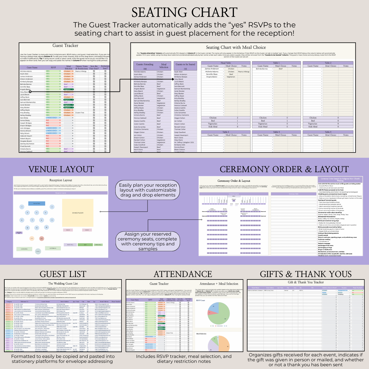 Ultimate Wedding Planning Spreadsheet-Purple