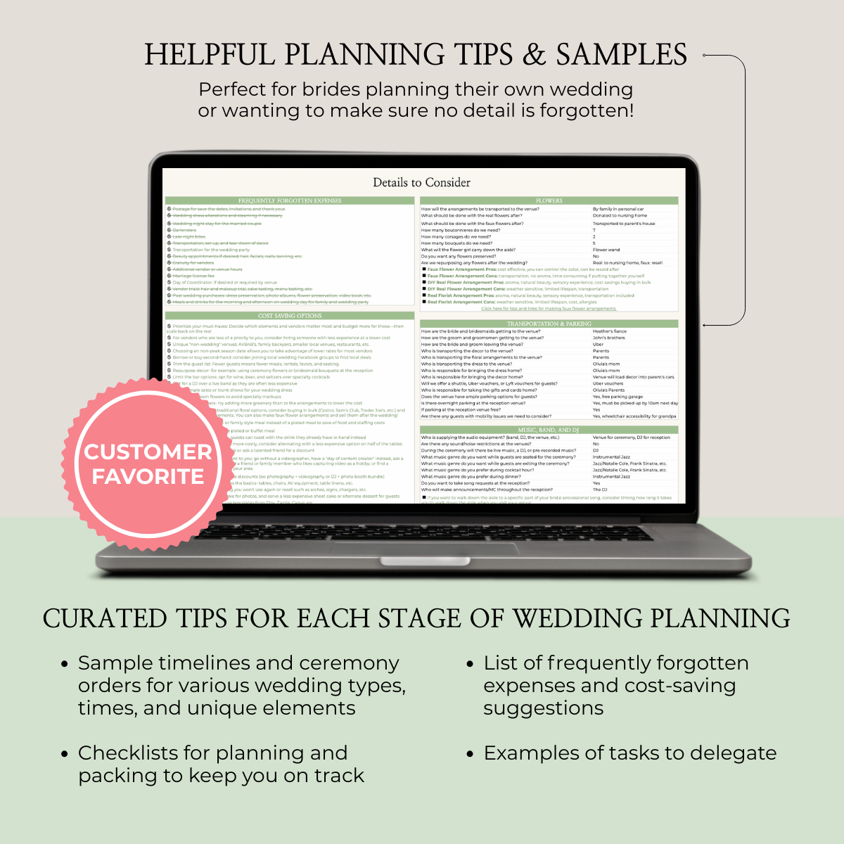 Ultimate Wedding Planning Spreadsheet-Green