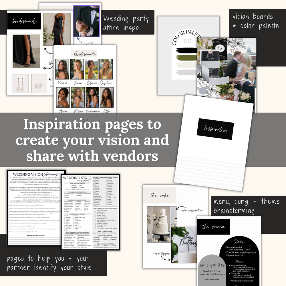 Ultimate Wedding Planning Binder Template- Modern Black and White