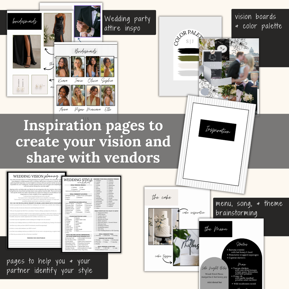 Ultimate Wedding Planning Binder Template- Classic Black and White