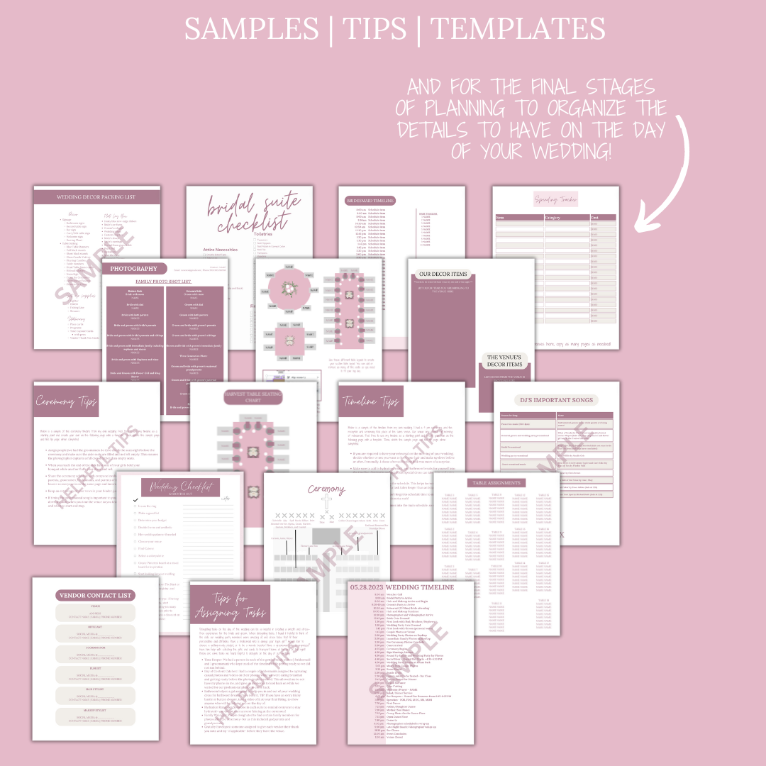 Ultimate Wedding Planning Binder Template- Mauve & Dusty Rose