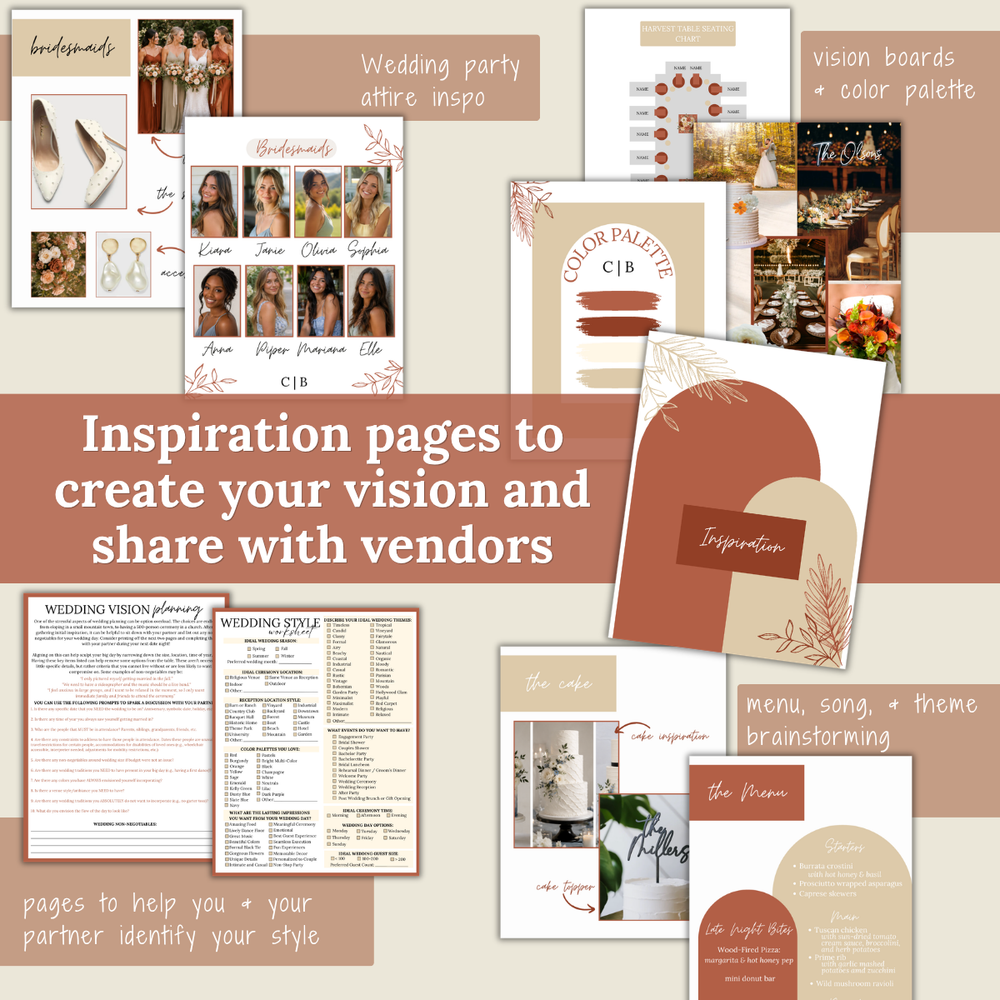 Ultimate Wedding Planning Binder Template- Terracotta and Khaki