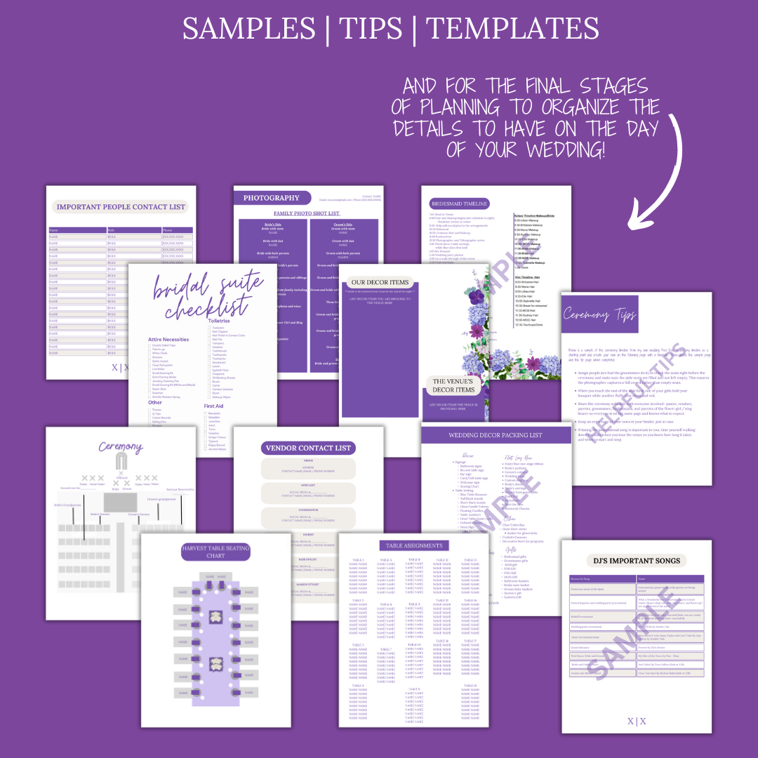 Ultimate Wedding Planning Binder Template- Lavender and Amethyst