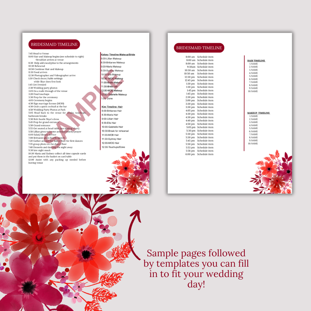 The Ultimate Wedding Planning Binder Template- Cherry Red Theme