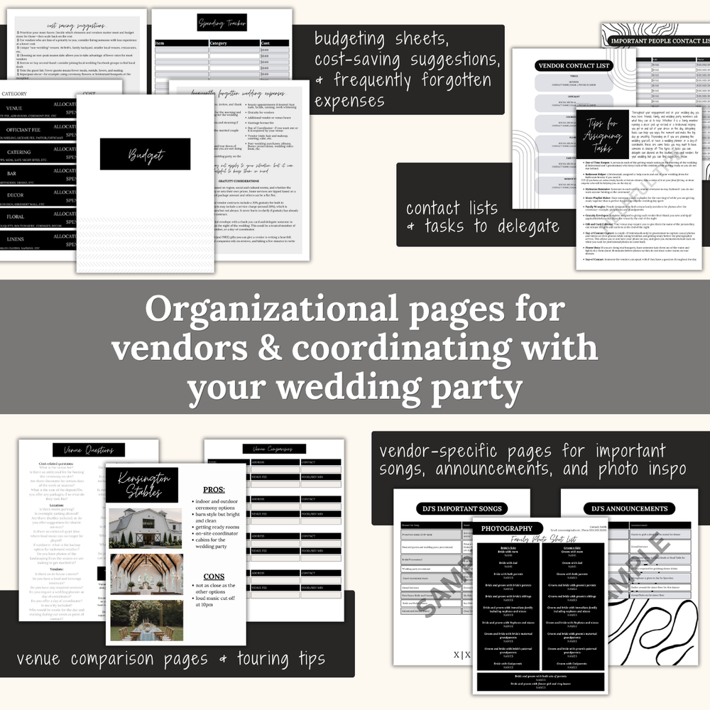 Ultimate Wedding Planning Binder Template- Modern Black and White