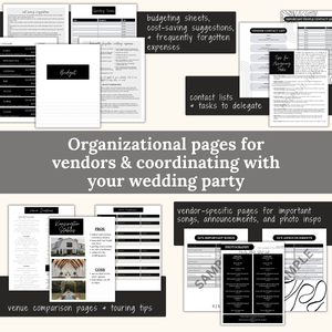 Ultimate Wedding Planning Binder Template- Modern Black and White