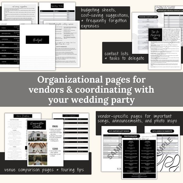 Ultimate Wedding Planning Binder Template- Modern Black and White