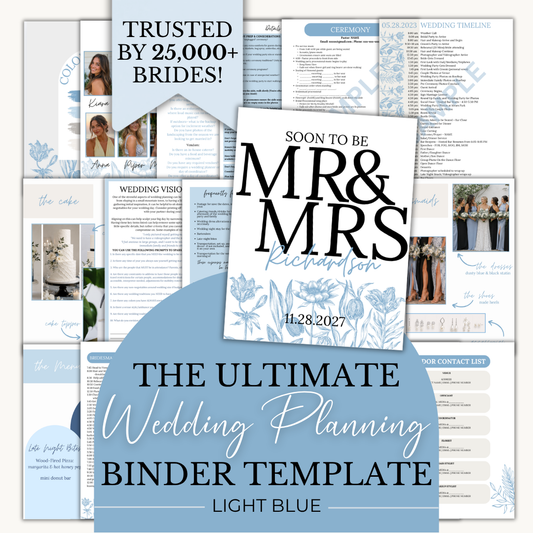 Ultimate Wedding Planning Binder Template- Light Blue Floral