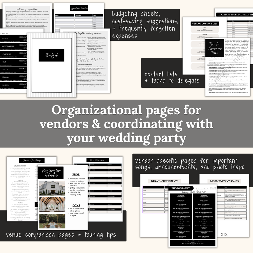 Ultimate Wedding Planning Binder Template- Classic Black and White